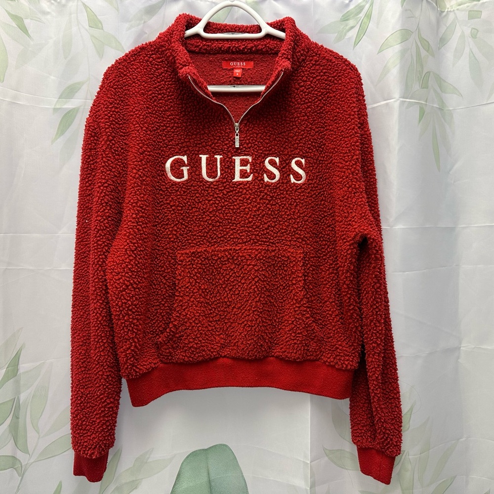 GUESS Red Sherpa Pullover